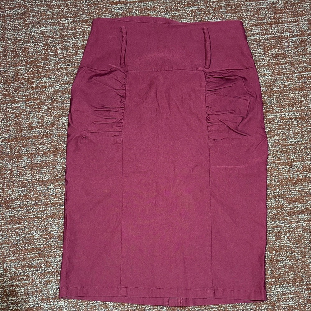 Kate Kason burgandy rouched pencil skirt wide women’s medium